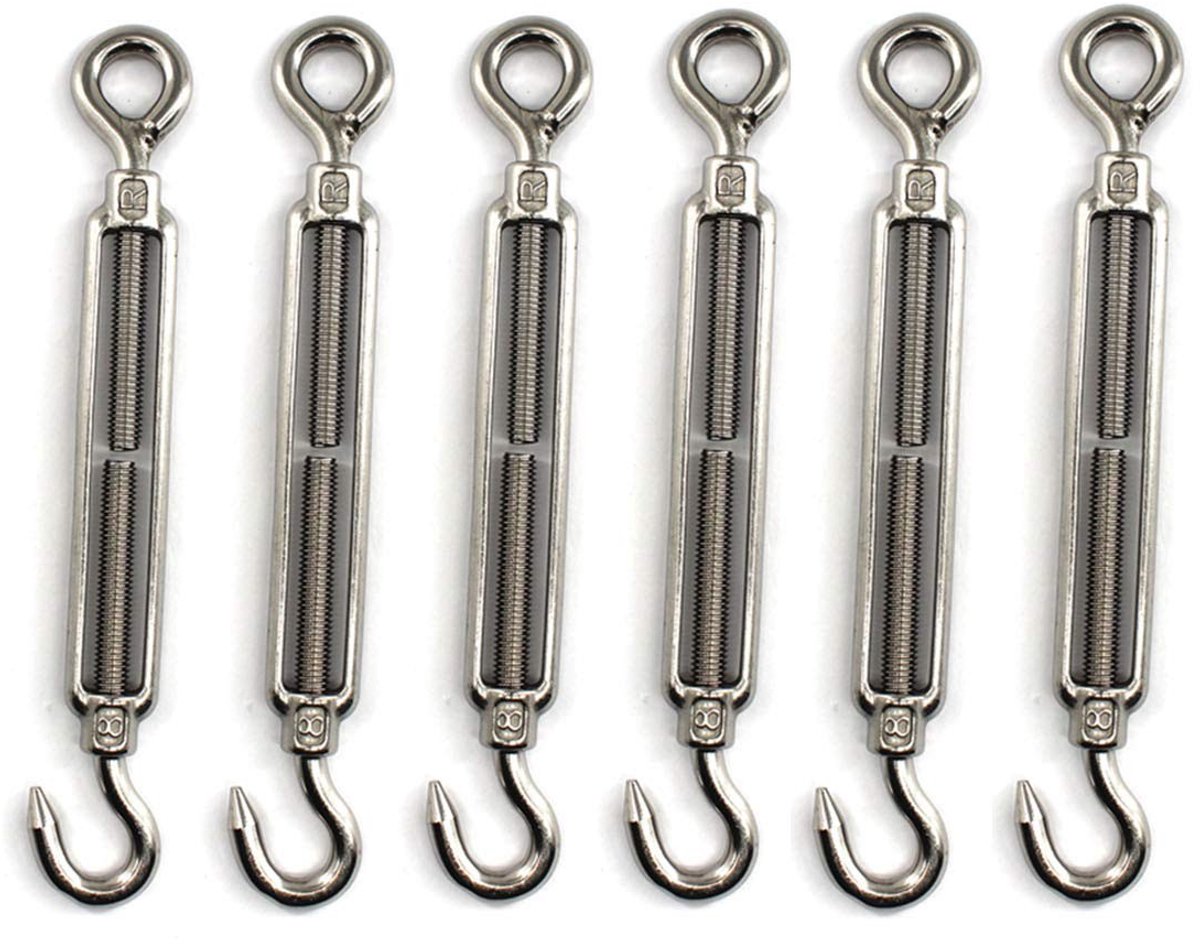 Cosensi- Draadspanner 6 Stuks - Verstelbare Haak/Oog Set - Roestvrij Staal - Heavy Duty - Waterdicht - Geschikt voor Touw en Waslijn - Spanner