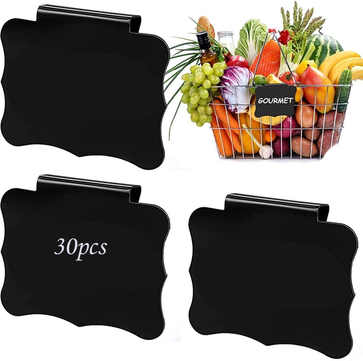 Cosensi- Mandlabels 30 Stuks - PVC - Verwijderbare Clip - Opbergmand - Keuken - Organisatie - 9 x 7 cm - Opberglabels