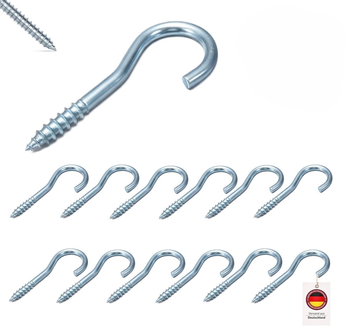 Cosensi- Haak 4 x 60 mm - 100 Stuks - Schroefhaak - Wandhaak - Kledinghaak - Gegalvaniseerd Staal - Hoge treksterkte