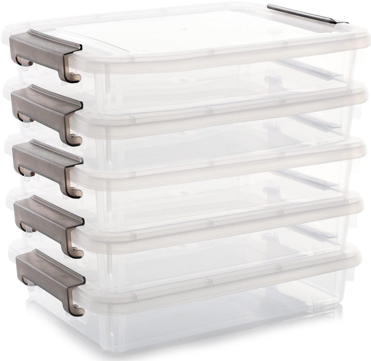 Cosensi- Opbergdozen 4,5 l - 5-delige Set - Plastic Opbergdozen - Transparante Bestandsdoos - Organiseren A4-Papier - 37 x 26 x 7 cm - Documentdozen