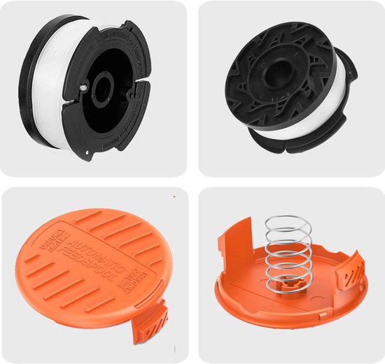 Grastrimmer draad - Maaiaccessoires - Spoel van draadtrimmer vervangingsdraad AF-100-3ZP - geschikt voor Black & Decker bosmaaier Ø 1,65 mm lengte 9,1 m - Set van 8 spoelen + 2 hoes — afbeelding 4