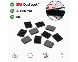 3M Dual Lock Zelfklevende Rechthoekjes 20 x 25 mm – 10 Stuks – Heropenbare Klikbevestiging zonder Boren – Zwart