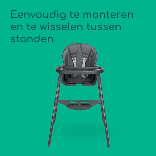 2-in-1 Baby Kinderstoel - 6 maanden - 3 jaar - Gevoerd Kussen - Lichtgewicht (4 kg) Peuterstoel - Verstelbare Voetensteun Tray - Met 1 hand Verstelbare Rugleuning - Tinted Graphite — afbeelding 3