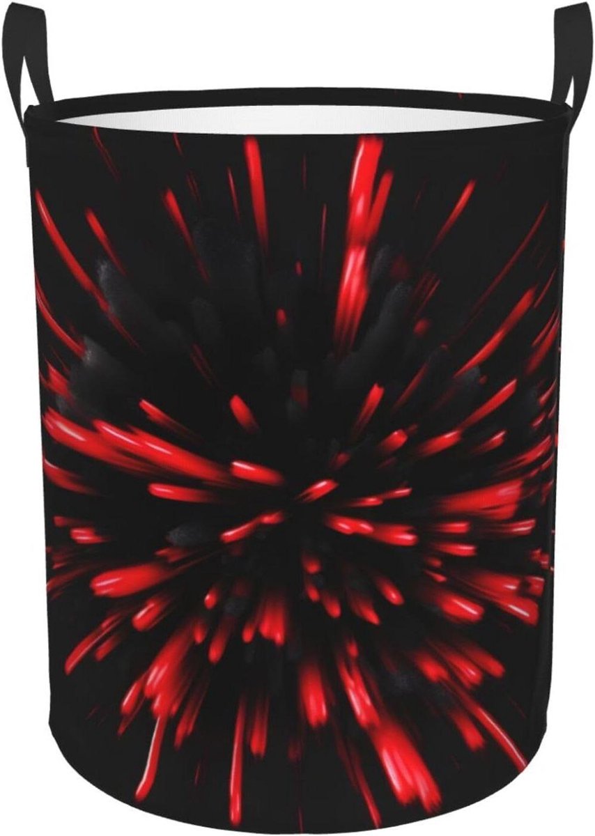 Wasmand Rond Kledingmand Opvouwbaar Kleding Opbergen Waterdicht Oxford Doek Medium Zwart Rood