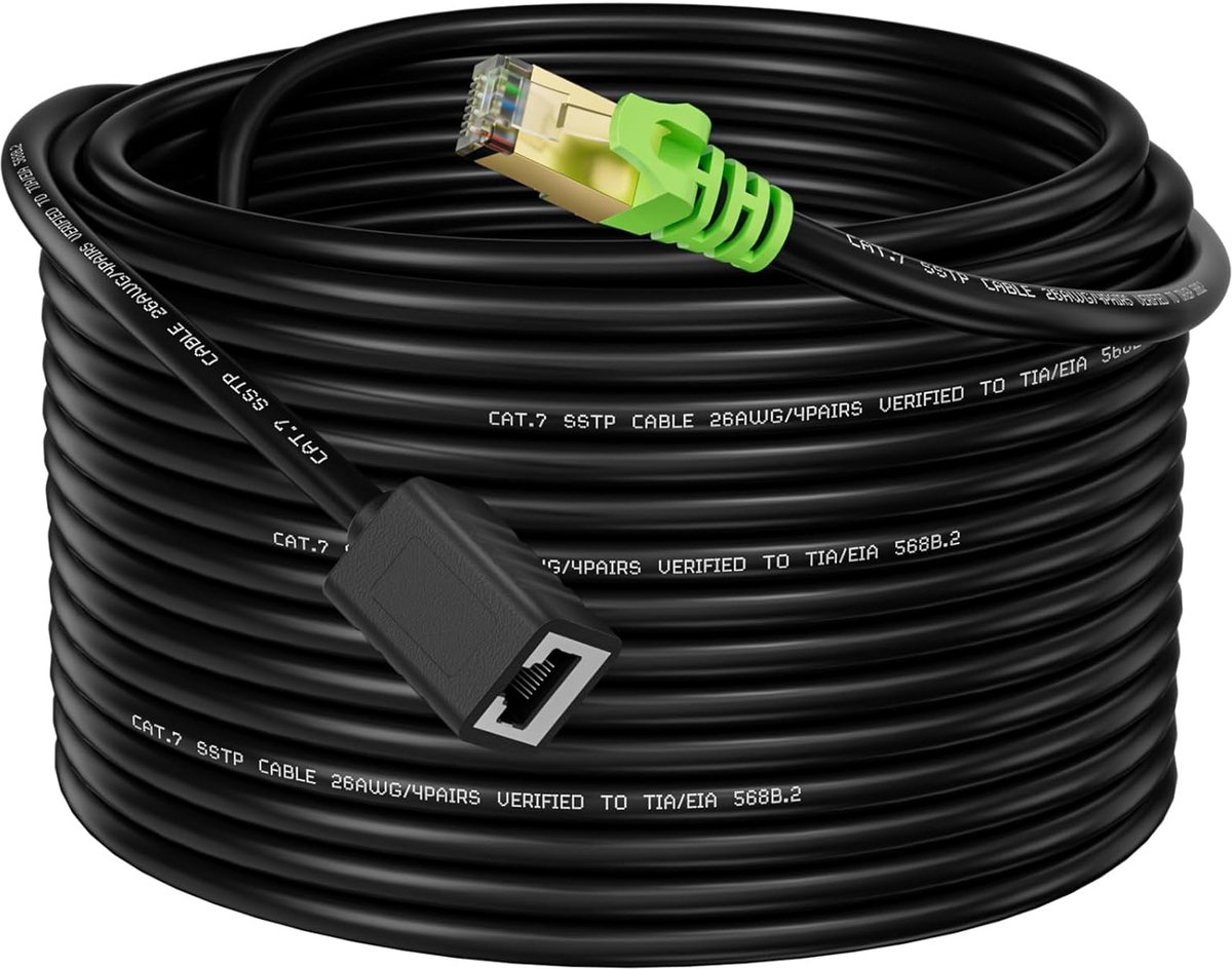 Verlengsnoer Ethernet Netwerk Kabel RJ45 Vrouwelijk naar Mannelijk - Cat6a Afgeschermd