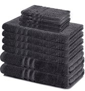 10-delige handdoekenset Elena - antraciet, 4 x handdoek, 2 x douchehanddoek, 2 x gastendoek, 2 x washandje, 100% katoen