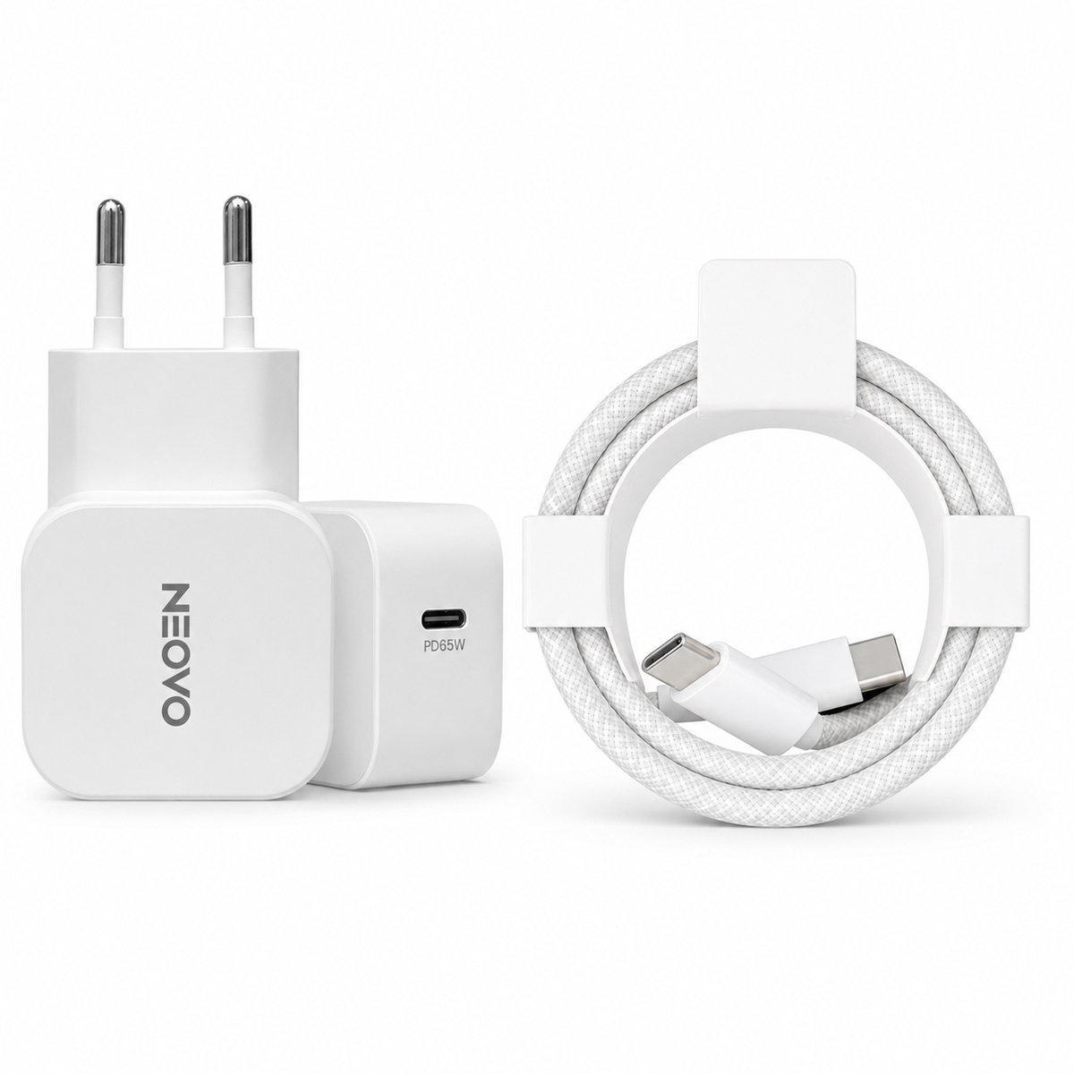 NEOVO 65W USB-C snel oplader met 240W USB-C Kabel – iPhone 17/16/15 Oplader – Samsung S26/S25/S24