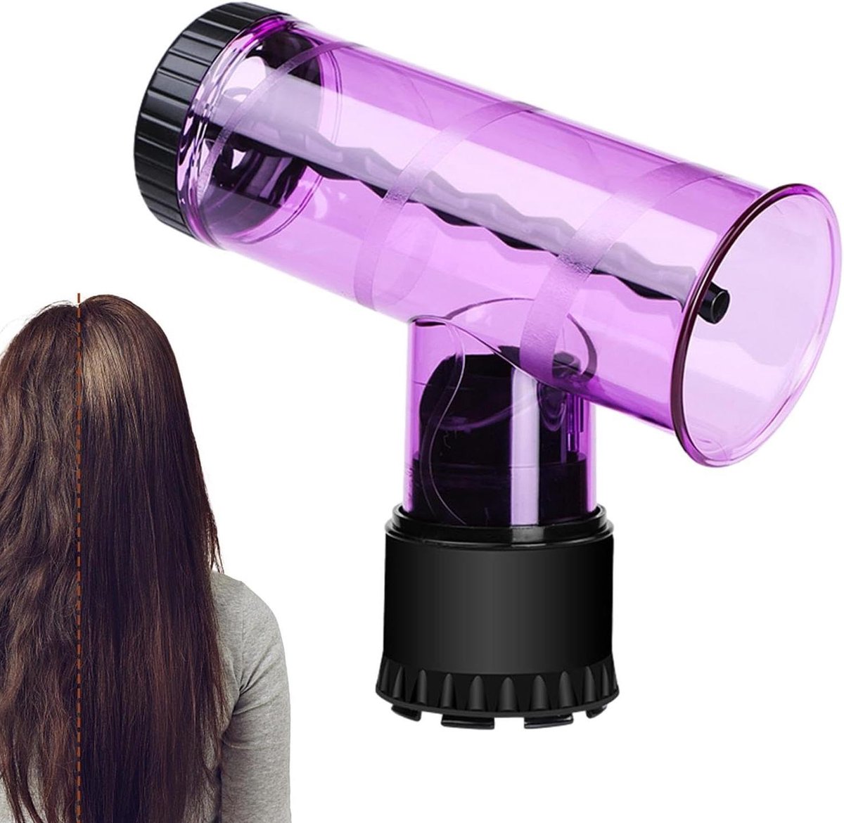 Krultang Diffuser - Haardroger Opzetstuk - Mooie Kapsels Creëren - Slijtvast en Flexibel - ca. 205 cm - Zwart