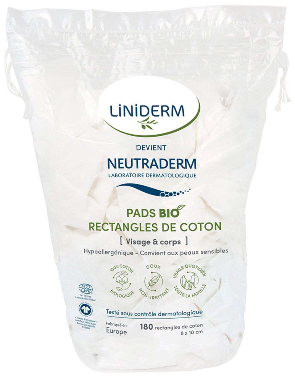 Neutraderm Pads Rectangles de Coton 180 stuks