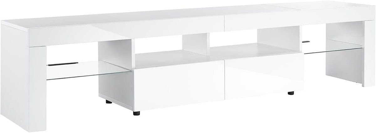 TV-kabinet Wit 200cm met LED-verlichting voor Flat Screen TV's