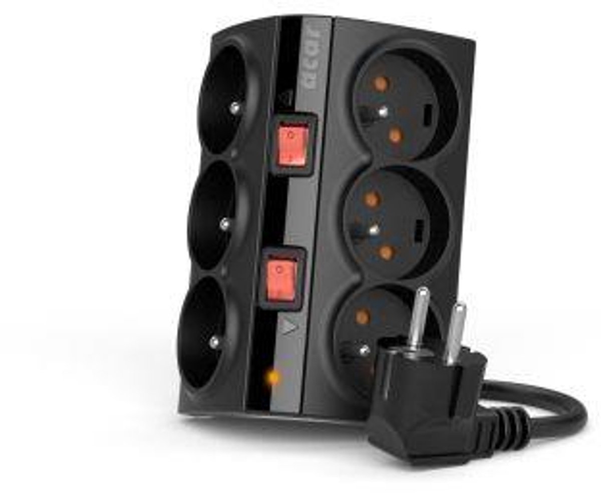 Acar Smart Overspanningsbeveiligingsstrip 1,5M Zwart Voor Tv's En Computers