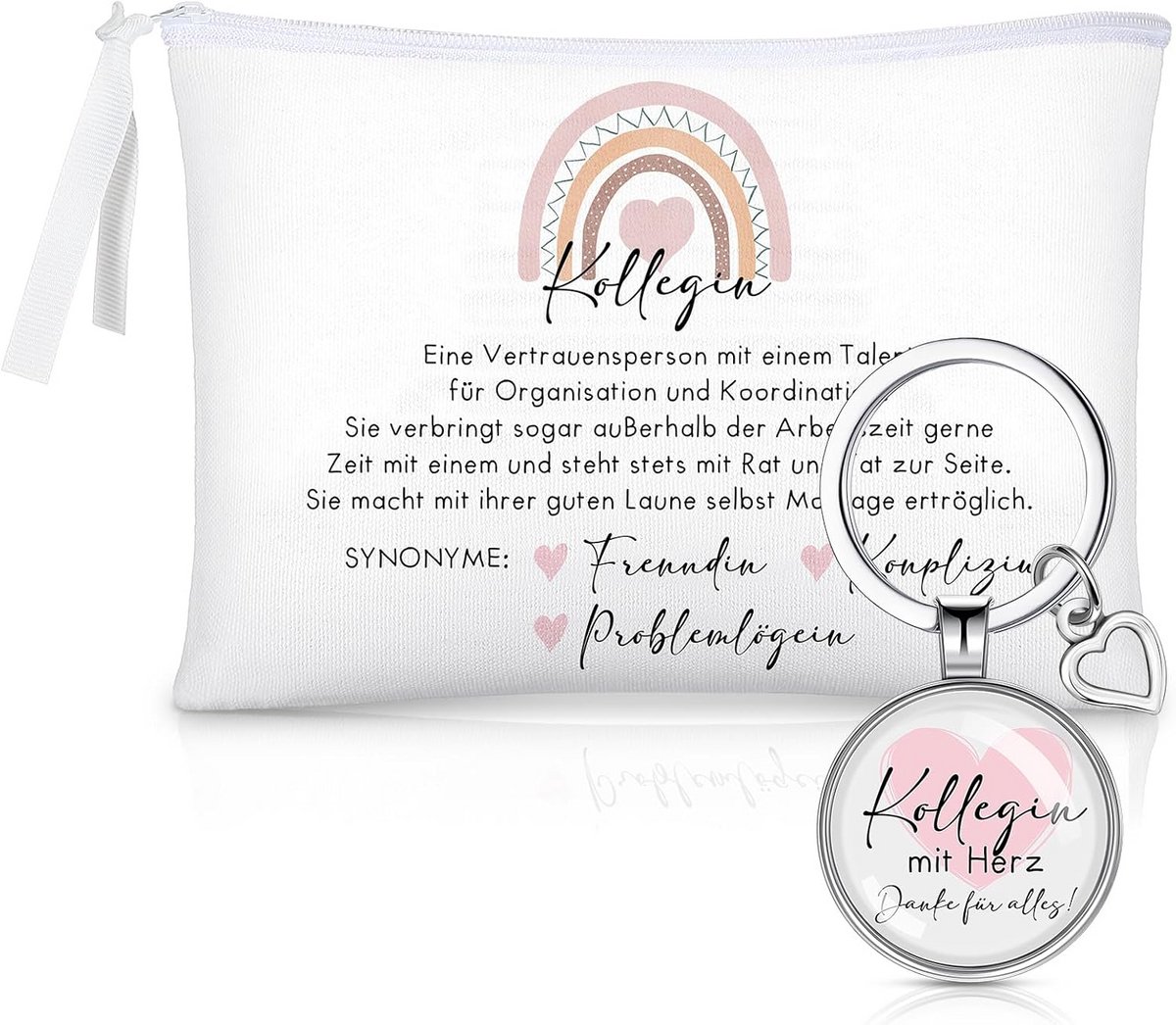Giftset voor collega met toilettas en sleutelhanger