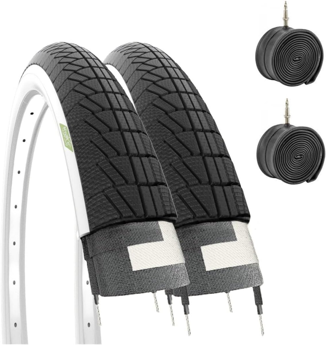 2x Fietsbanden 16 inch (47-305) met Binnenbanden - Wit en Zwart voor Stadsfiets en Kinderfiets