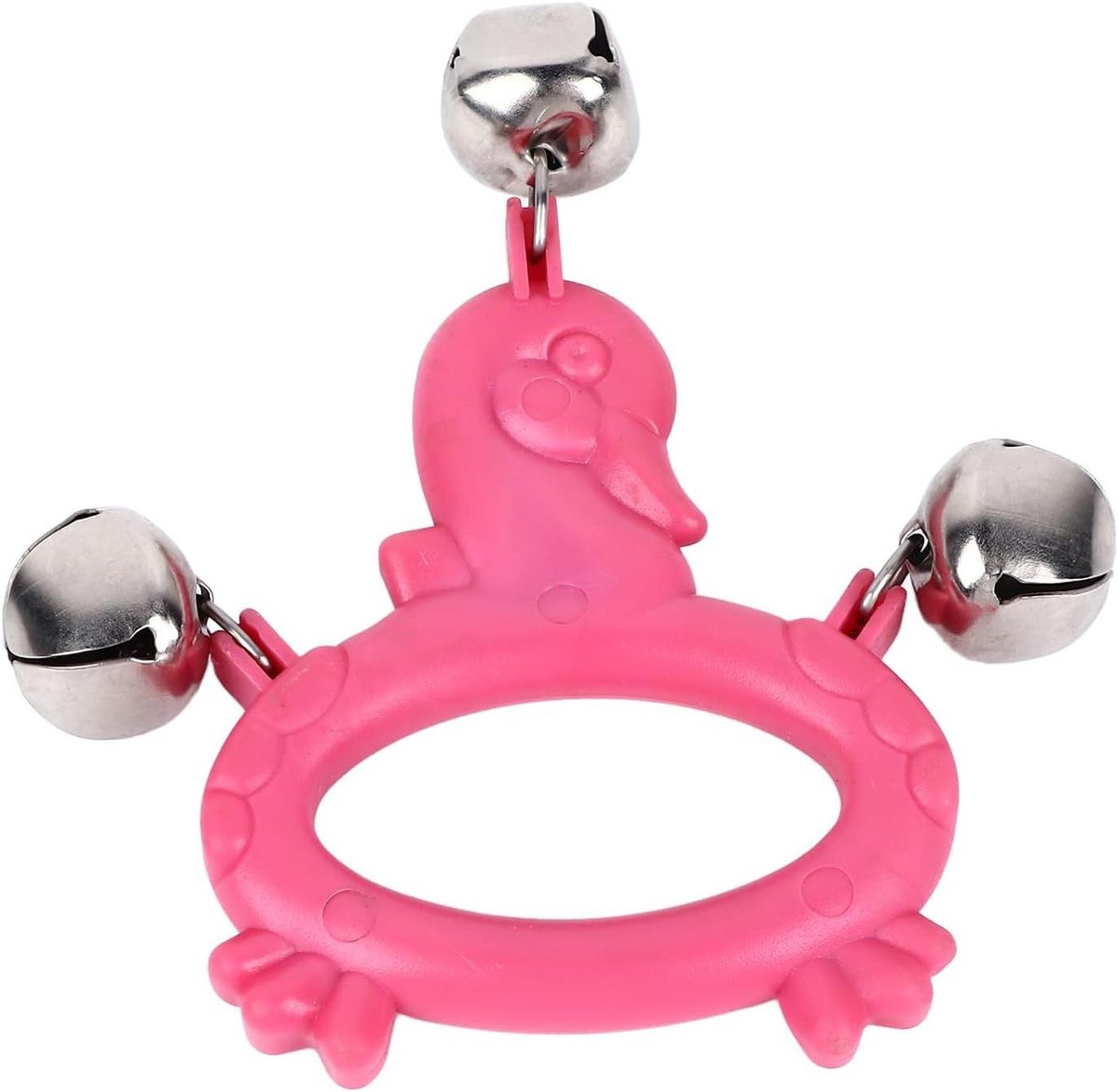 Handbel Rammelaar - Percussie Instrument - Muzikaal Ritme - Duurzaam Plastic - 17 x 15 cm - Rozerood