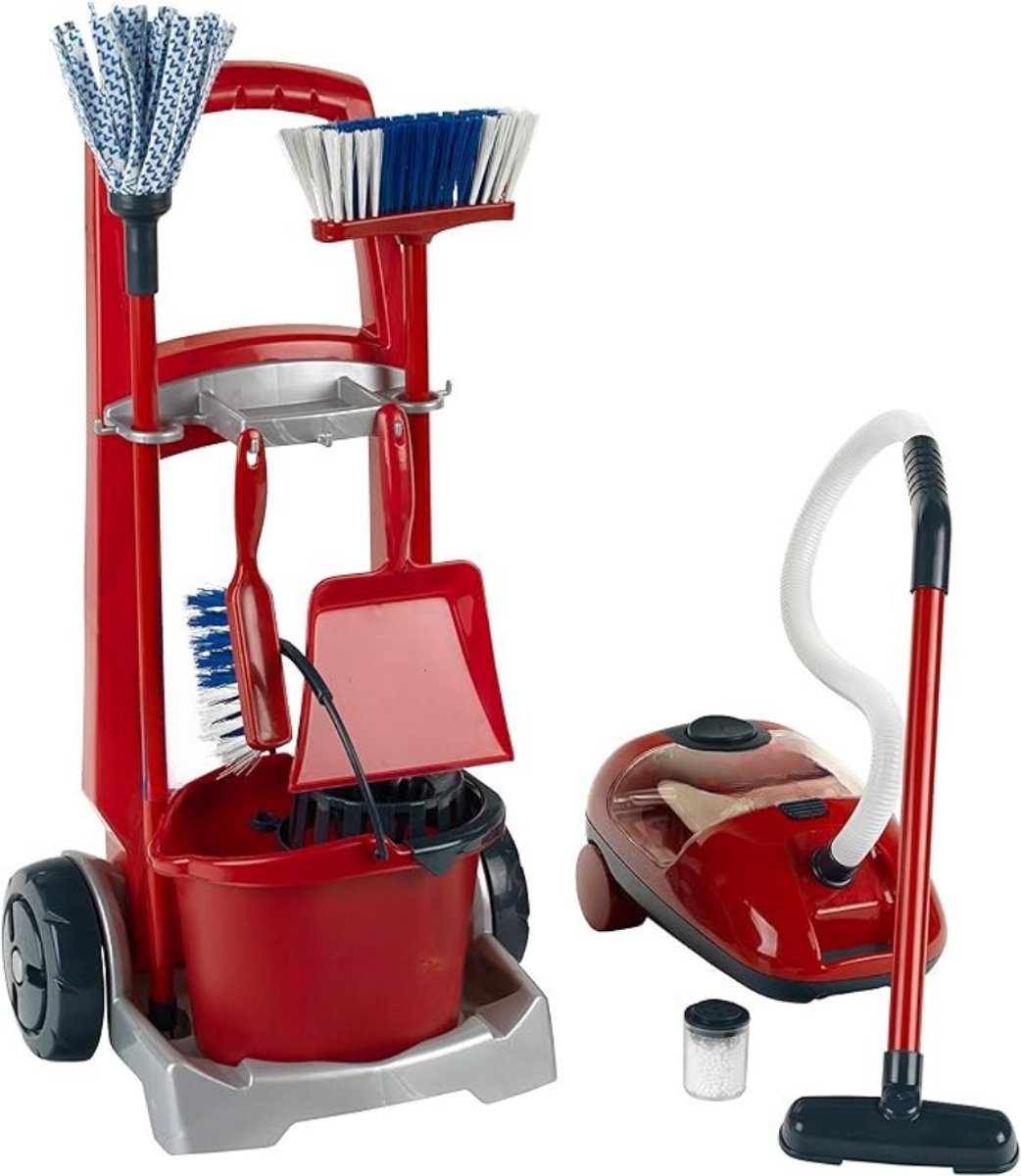 QIN® Schoonmaakkar - Poets Wagen - Schoonmaakkast - Rood - 29cm x 24cm x 60cm