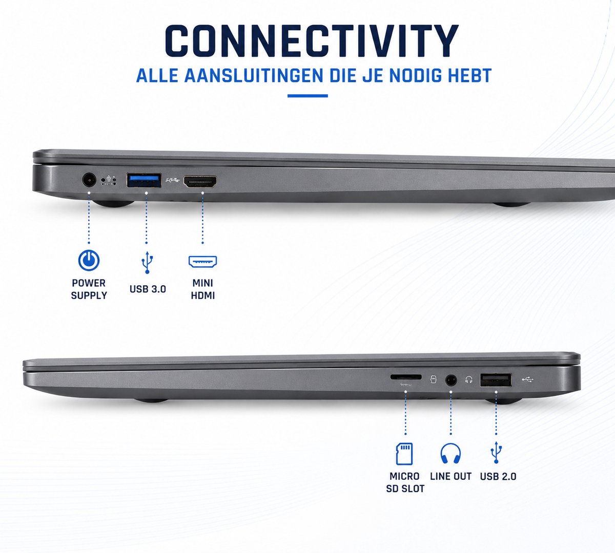 Laptop 14 Inch - Windows 11pro - Intel Celeron N4000 - 6GB RAM - 128GB SSD - GMR Notebook voor Studie, School, Office, Internet, E-mail en Thuiswerken - Studenten Laptop - Compacte Werk Laptop thumbnail 3