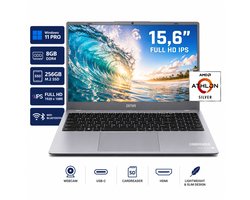 Office Laptop 15.6 Inch Full HD - Windows 11 Pro - 8GB RAM - 256GB SSD - GMR Notebook voor Studie, School, Office, Internet, E-mail en Thuiswerken - AMD Athlon Silver - Studenten Laptop - Werk Laptop