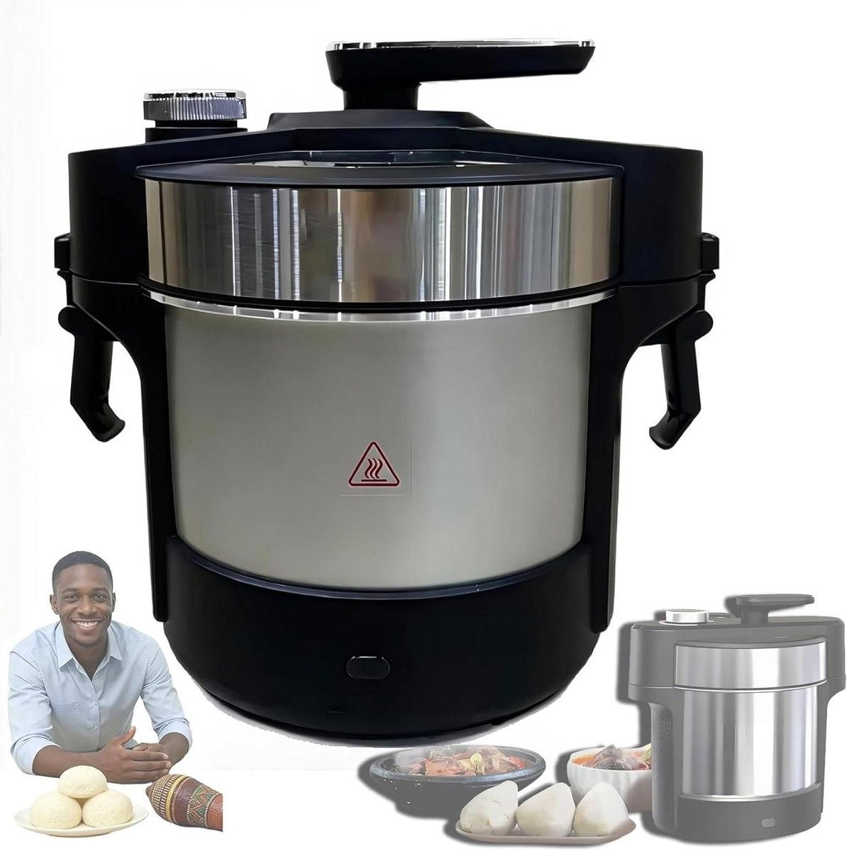 Swallow Maker Machine, slimme Fufu-kookprocessor, 1000 W krachtige mixer, 6 liter stalen kom voor bonsde Yam, automatische machine voor Ugali, Amala, Egusi, vleesmalen, multifunctioneel keukengereedsc