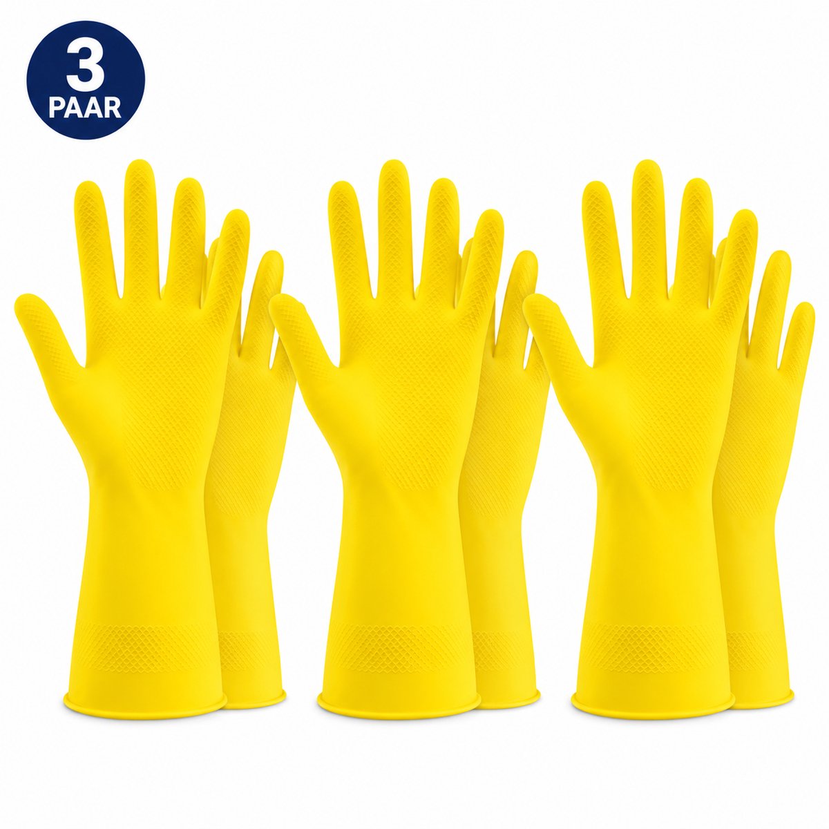 Schoonmaakhandschoenen & Huishoudhandschoenen - 3 Paar - Latex - Anti-slip - Geel