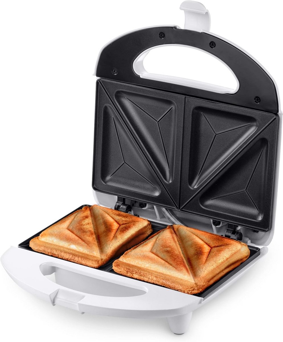 Sandwichmaker Tosti Apparaat Snelle Lunch Dubbele Plaat 750 Watt Zilver