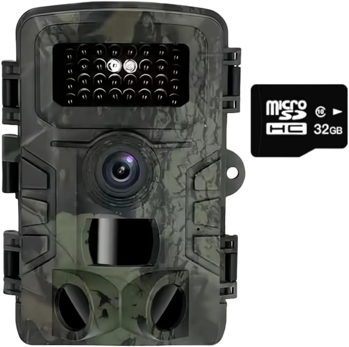 Wildlife Camera - Bewegingsmelder Camera - Dieren Observeren - 58 MP Nachtzicht - 2.7K Resolutie - Wit Zwart