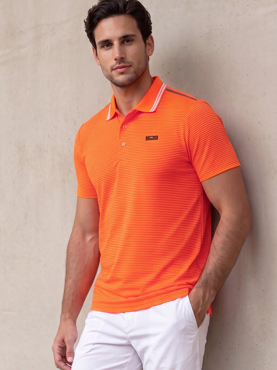 Sjeng Sports TORINO Poloshirt Mannen - Tennis Polo's Mannen - Bright Tangerine - Maat: S - 100% polyester
