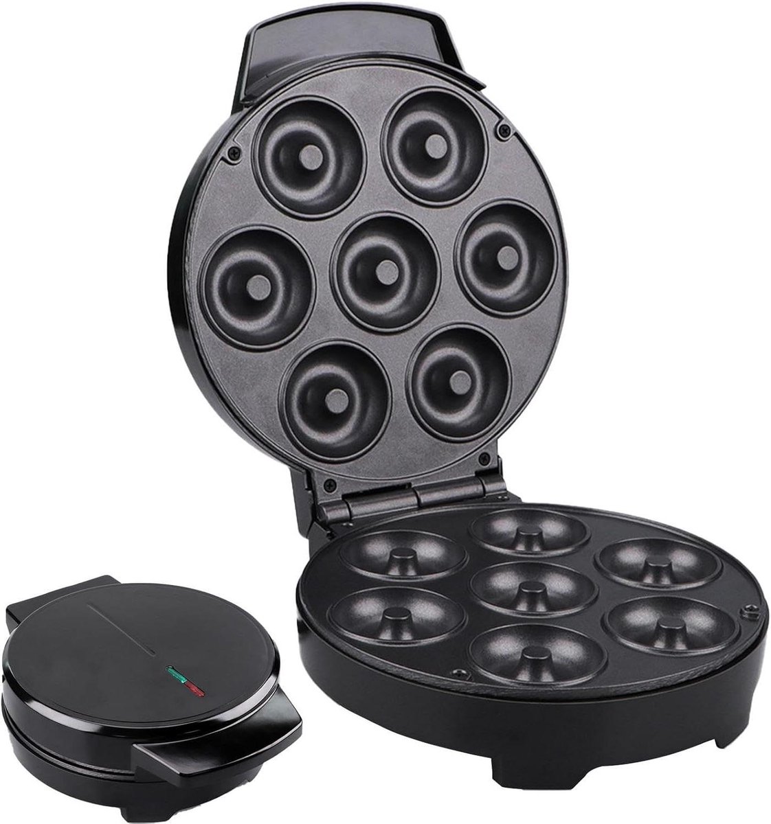Donut Maker - Bakapparaat - Zelf Snacks Maken - Dubbelzijdig Verwarmen - 7 Gaten - Zwart
