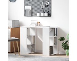Hoekbureau Wit - Werkplek Bureau - Thuiskantoor Inrichten - Ruimtebesparend Hoekdesign - 75 cm Hoogte - Wit