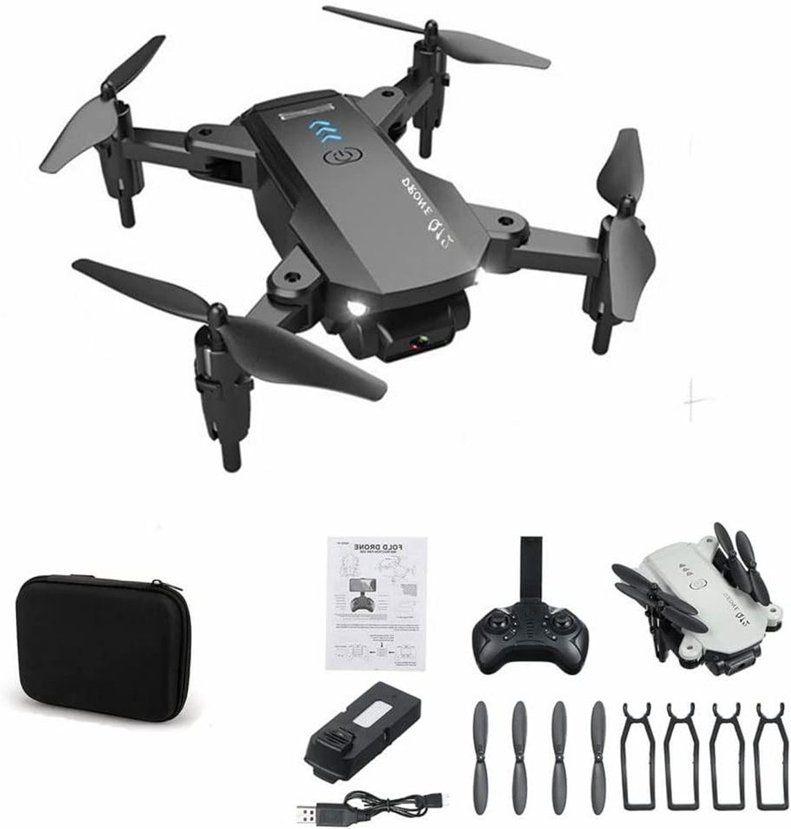Drone met Camera - RC Quadcopter - Vliegen en Filmen - Opvouwbaar Ontwerp - 4K HD - Zwart