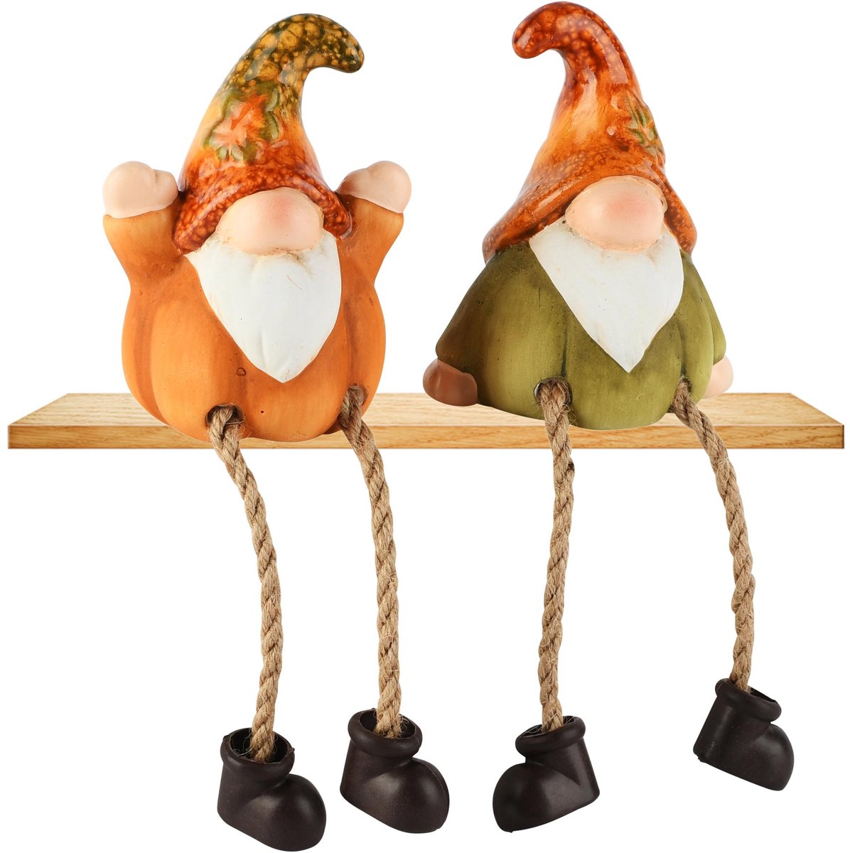 Dekoratief | Pompoengnoompje m/hangbenen, keramiek, 8x6x10cm, set van 2 stuks | A265847