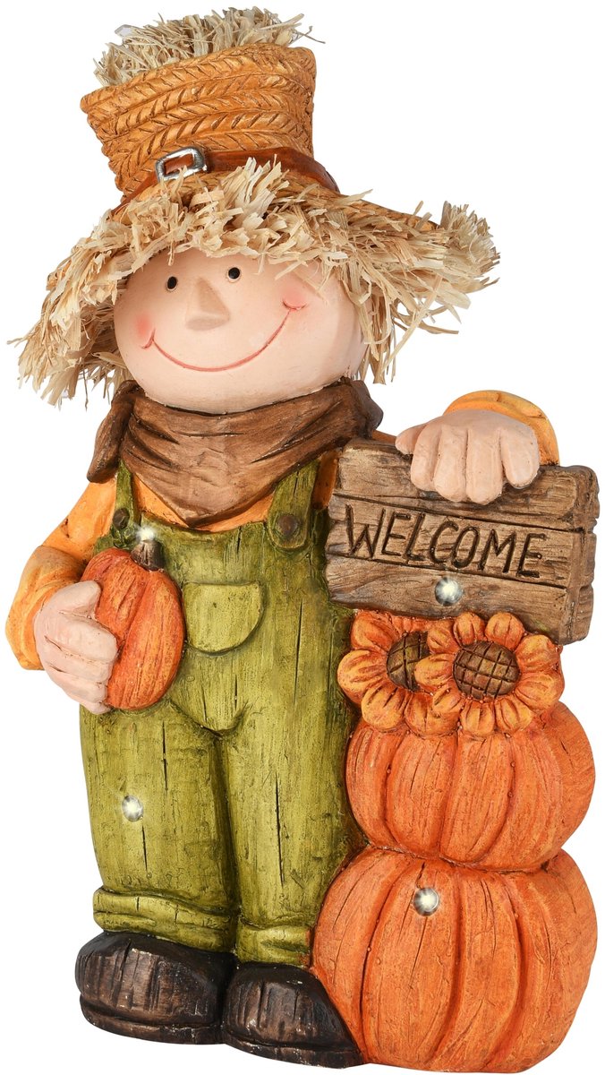 Dekoratief | Vogelverschrikker 'Welcome', magnesium, LED, 26x13x42cm | A265631