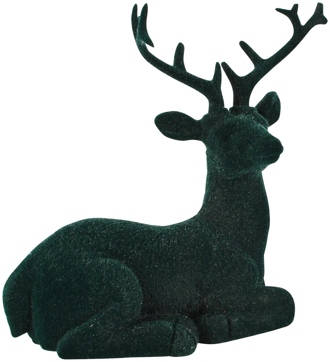 Dekoratief | Hert liggend 'Flocked', groen, resina/polyester, 16x10x16cm | A265626