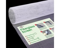 Loboo Idea Gazen raamscherm. Vervangbare glasvezel gaas insectenbarrière voor glasvezeldeur, raamscherm en binnenplaats muur (100 x 300 cm, wit)