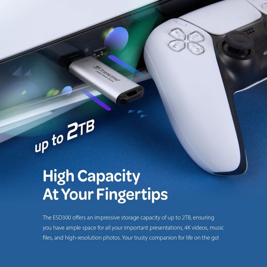 Supersnelle Draagbare Externe SSD 512GB USB-C Compatibel met PS4/PS5 Zilver — afbeelding 3