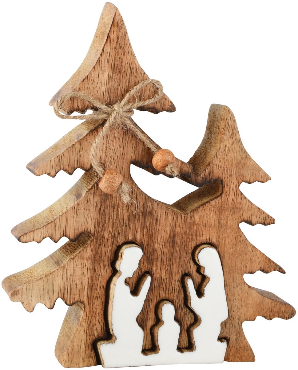 Dekoratief | Kerststal puzzel, wit/naturel, hout/enamel, 13x3x15cm | A268222