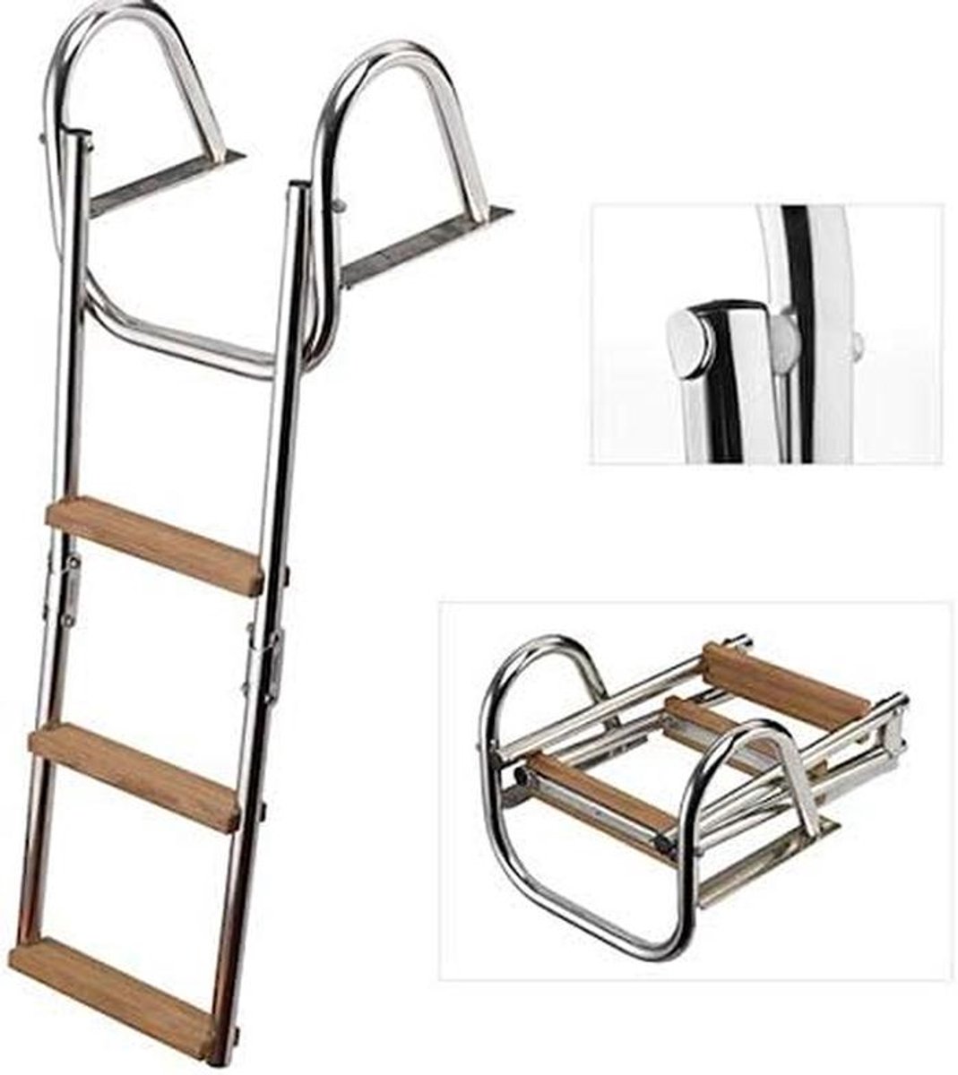 Vouwladder voor platform met houten handvat 3 stappen - TREM