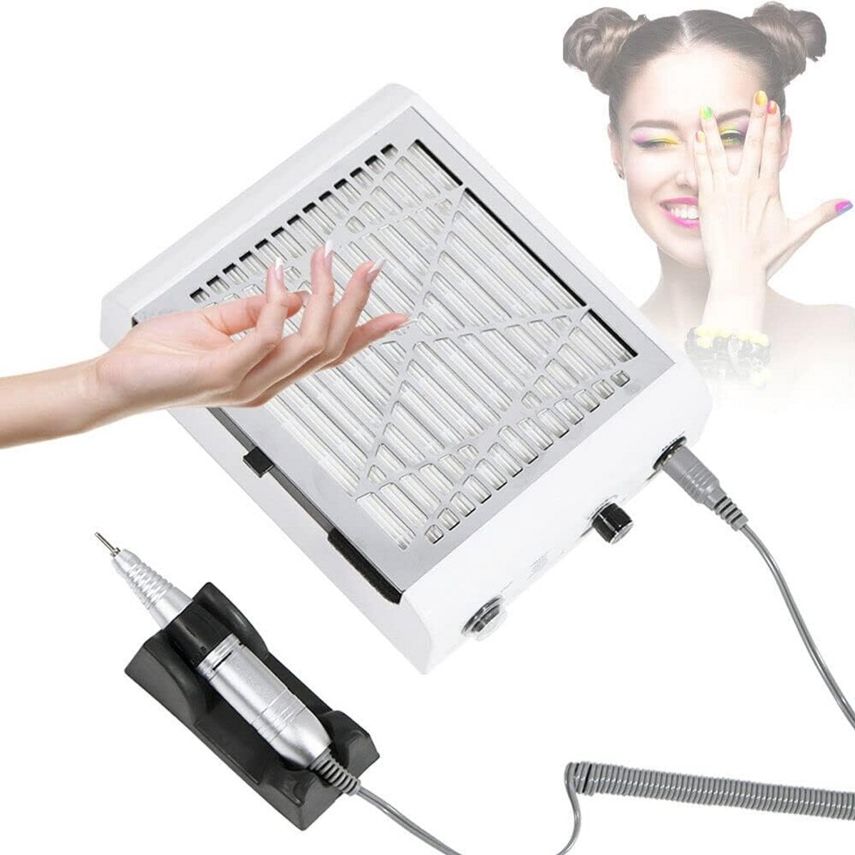 Nail Vacuum Cleaner 80W Professional Nail Dust Collector Machine 30,000 rpm Nails Dust Extraction Table Suction Manicure Tools for Nail Salon