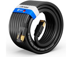 HB-DIGITAL CAT 8 LAN-kabel, netwerkkabel, patchkabel, AWG 24 S/FTP LSZH 40 Gbps, 2000 MHz, GHMT gecertificeerd, puur koper met vergulde RJ45-stekker voor Switch, router, modem, pc, zwart, 20 m