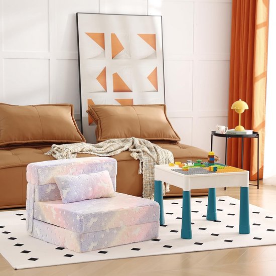 Kindersofa Bed, Kindervloermatras Gloeiend in het Donker, Baby Modulaire Blauwe Dinosaurus Bank, Opklapbare Kindersofa Converteerbare Futon Opklapbare Matras Stoel Bed voor Speelkamer, Paard — afbeelding 3