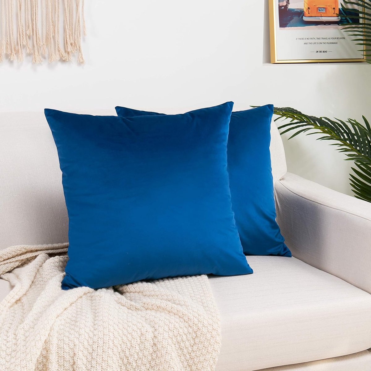 Luxe Antraciet Fluweelzachte Vierkante Sierkussenhoezen 50x50 cm - Set van 2