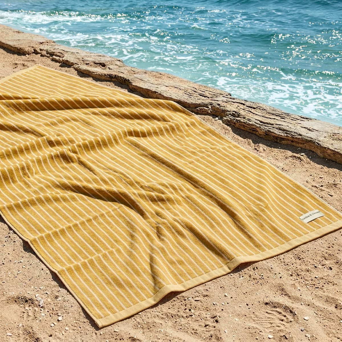 L&G - %100 Katoen Strandlaken 90x180 cm - Badlaken - Reishanddoek - Saunadoek - strandhanddoek - Sneldrogende Badhanddoek - Geel