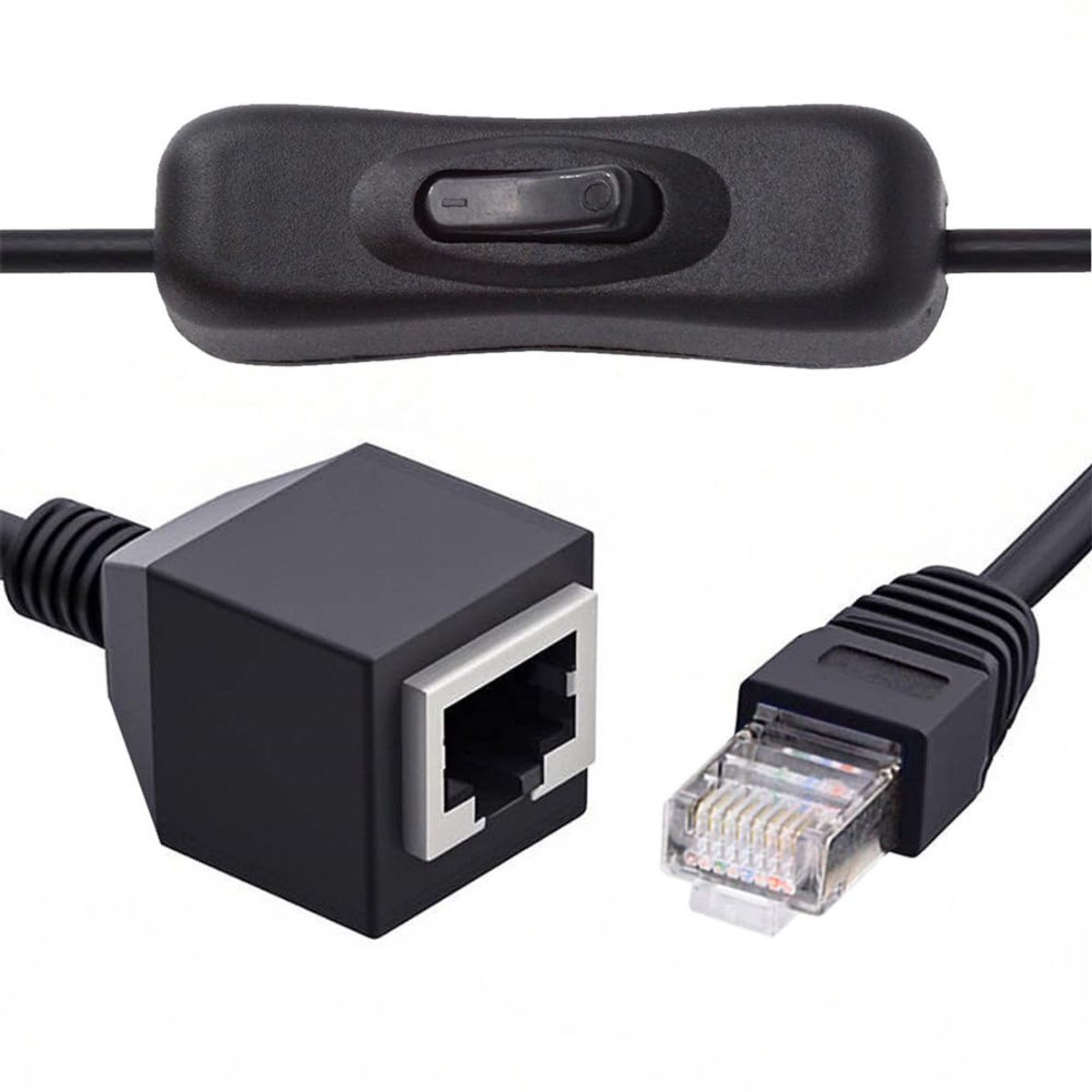 RJ45 CAT6 Verlengsnoer met Aan/Uit Schakelaar - 60cm LAN Ethernet Netwerkkabel