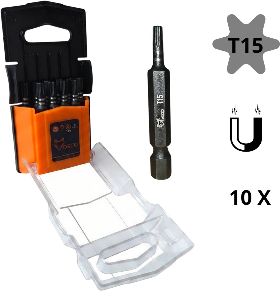 schroefbit T15 10stuks magnetische bitjes