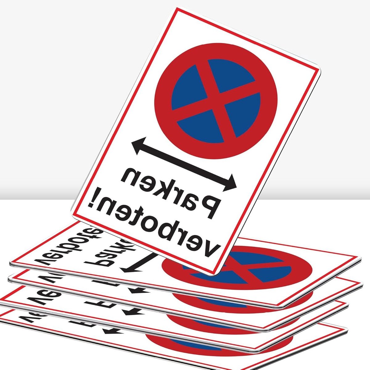 Parkeerverbod Bord - Stopbord Waarschuwing - Parkeerplaats Markeren - Stabiele Composietplaat - 40 x 30 cm - Rood Wit
