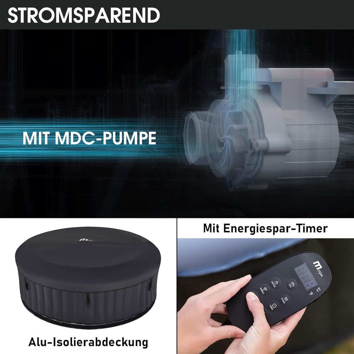 Opblaasbare Jacuzzi 8 Personen – House&Garden Bergen XL Luxe Spa Whirlpool Ø224 cm – 144 Massagejets – UVC Desinfectie – 4-Seizoenen Hot Tub met Verwarming & Timer