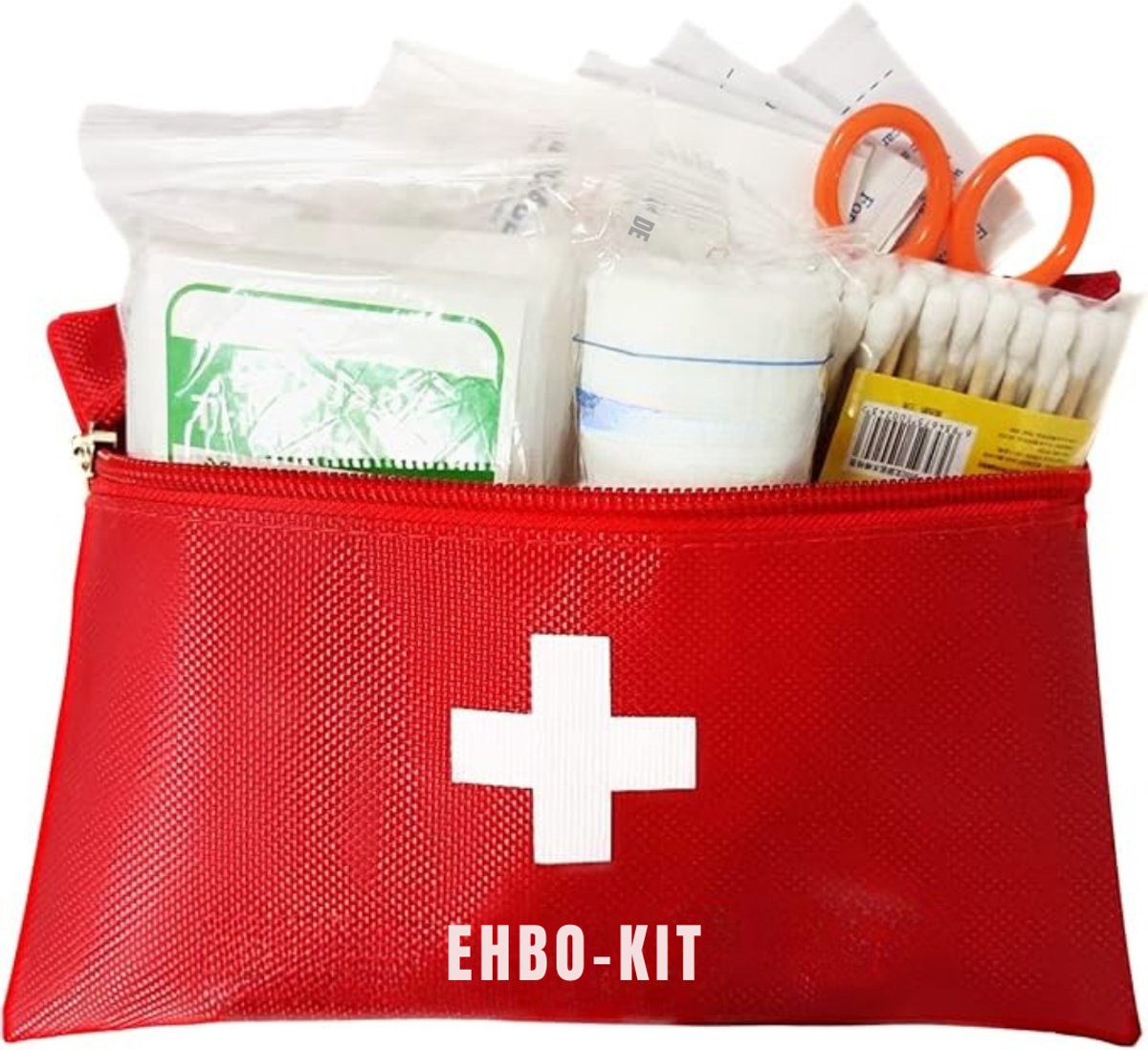QIN® Ehbo Reisset - Reisset - EHBO - Set 94 Stuks - 19x13x5cm - Rood - 19cm x 13cm x 5cm