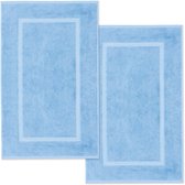Lavea® Set van 2 badmatten 50x80 cm, zacht en absorberend – 100% katoen, wasbare badkamermatten – ideaal als douche- of badmat – Dolfijnblauw