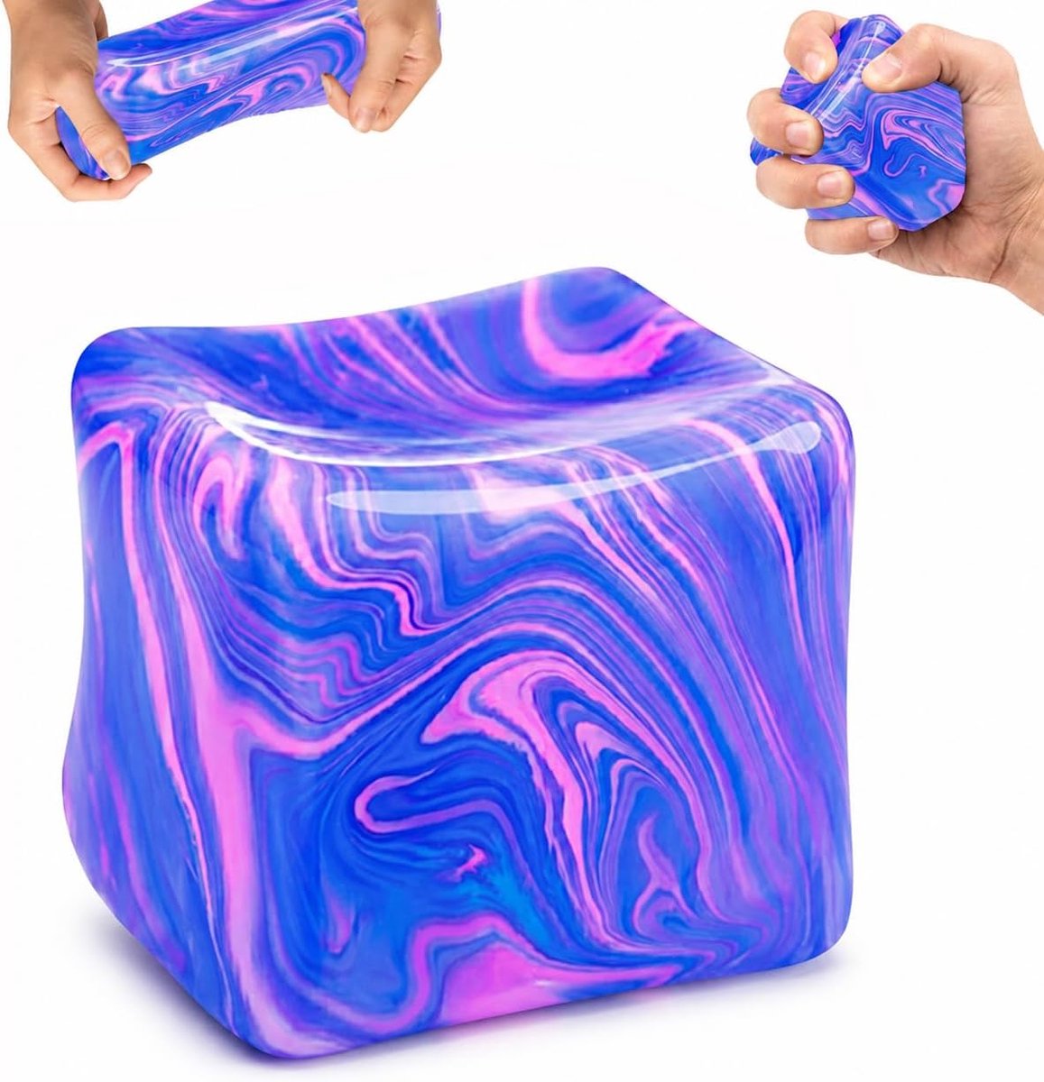 Daity 1-Pack — Stress Cube Fidget Toys voor volwassenen — Squishy — Stressverlichting-vierkante stressbal-sensorisch knijpspeelgoed-langzaam terugkerende knijpbal (Blauw)