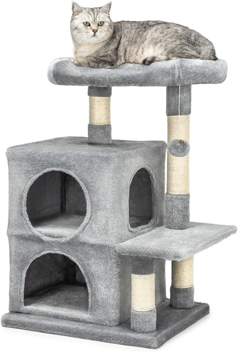 QIN® Krabton Voor Katten - Krabmeubel - Krabboom - Lichtgrijs - 50cm x 40cm x 80cm