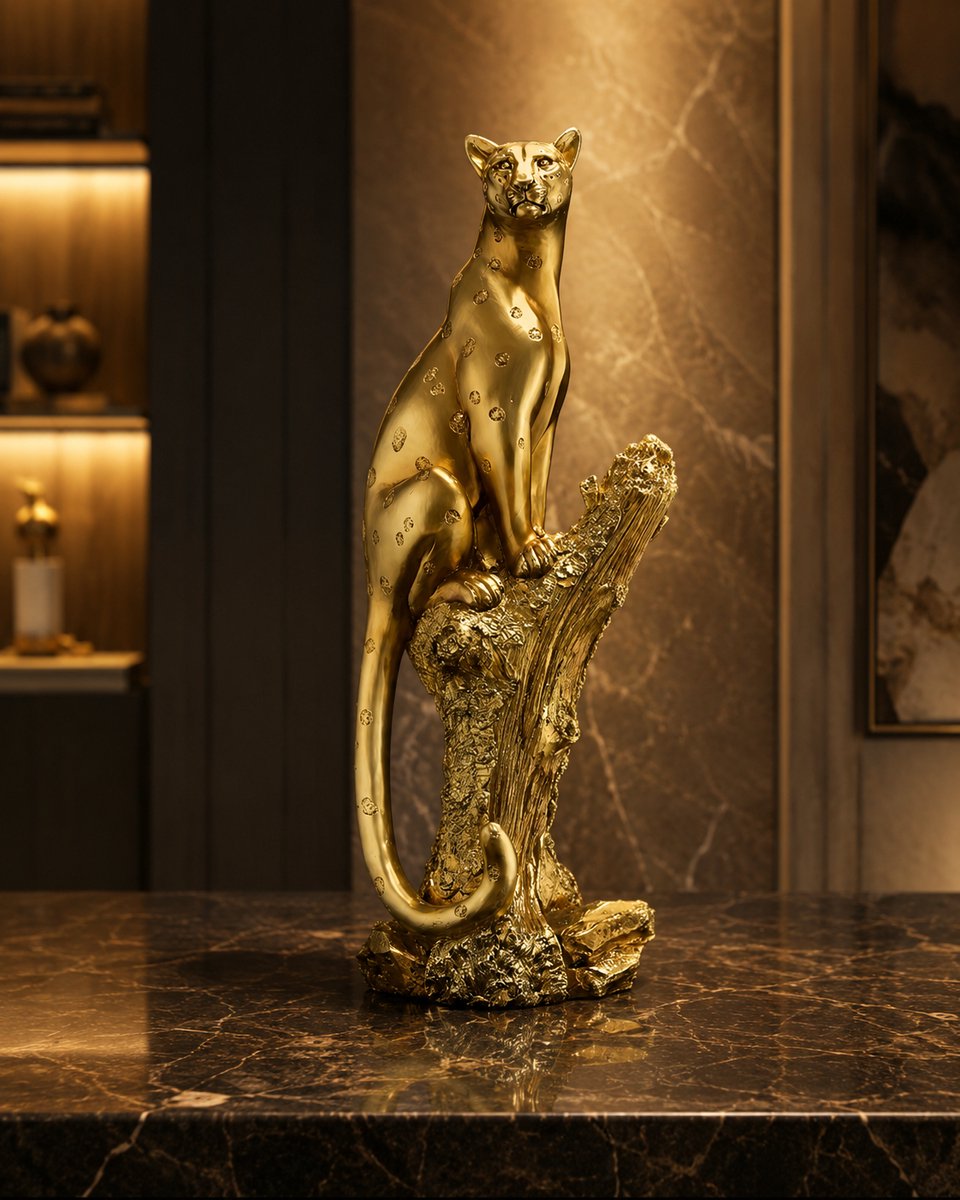 gouden luipaard beeld